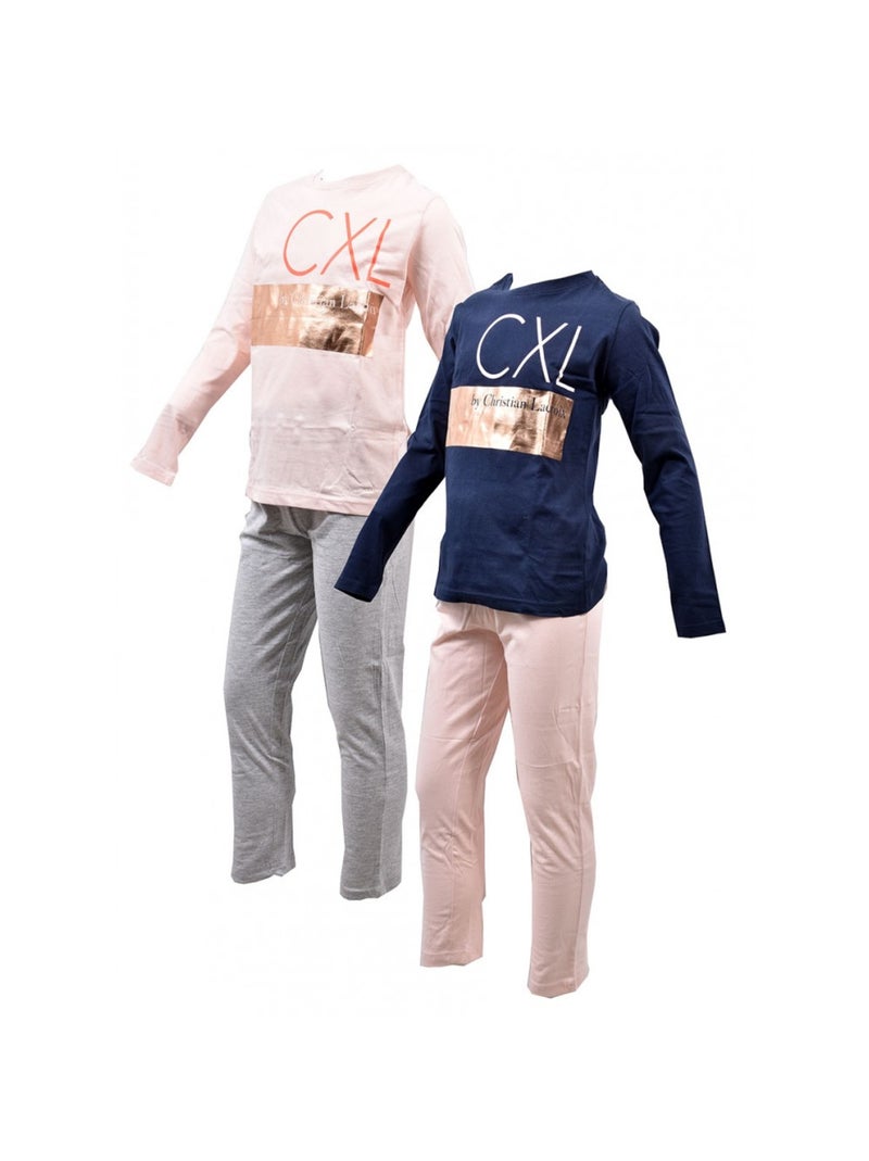 Pyjama Fille CXL By LACROIX - Pack de 2 Bleu Rose Gris - Kiabi