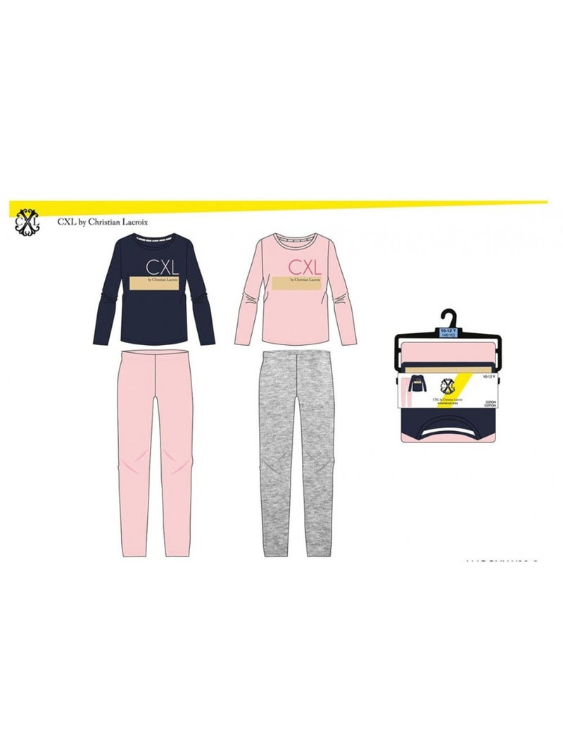Pyjama Fille CXL By LACROIX - Pack de 2 Bleu Rose Gris - Kiabi