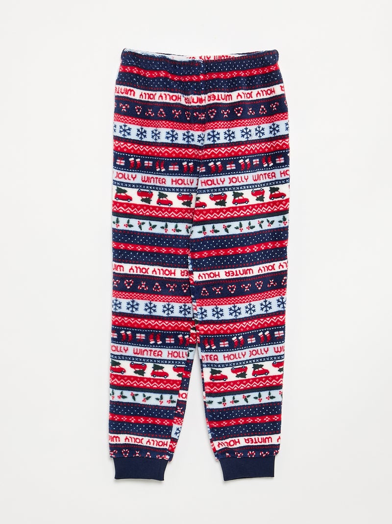 Pyjama fille et garçon en polaire de Noël 2 pièces - Sweat + pantalon Bleu - Kiabi