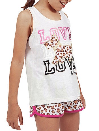 Pyjama fille short débardeur LouLou Jungle beige