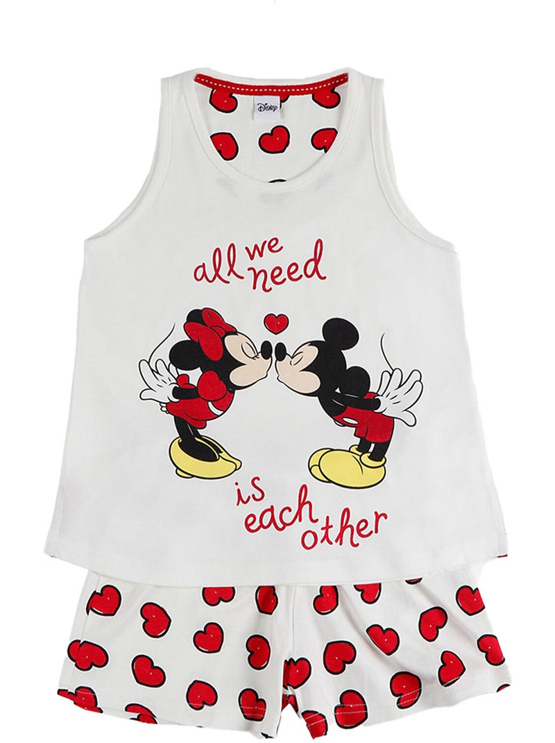 Pyjama fille short débardeur love mouse disney Ecru - Kiabi