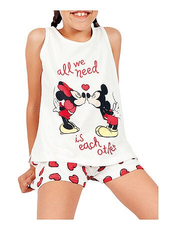 Pyjama fille short débardeur Love Mouse Disney ivoire