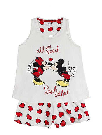 Pyjama fille short débardeur Love Mouse Disney ivoire
