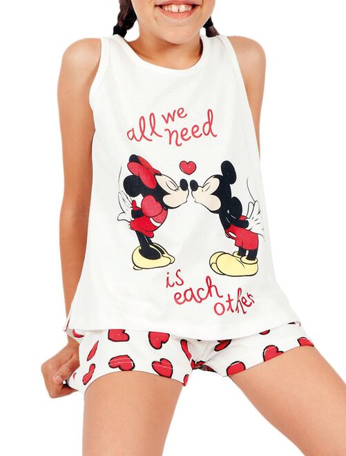 Pyjama fille short débardeur Love Mouse Disney ivoire - Kiabi
