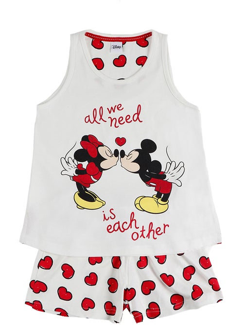 Pyjama fille short débardeur Love Mouse Disney ivoire - Kiabi