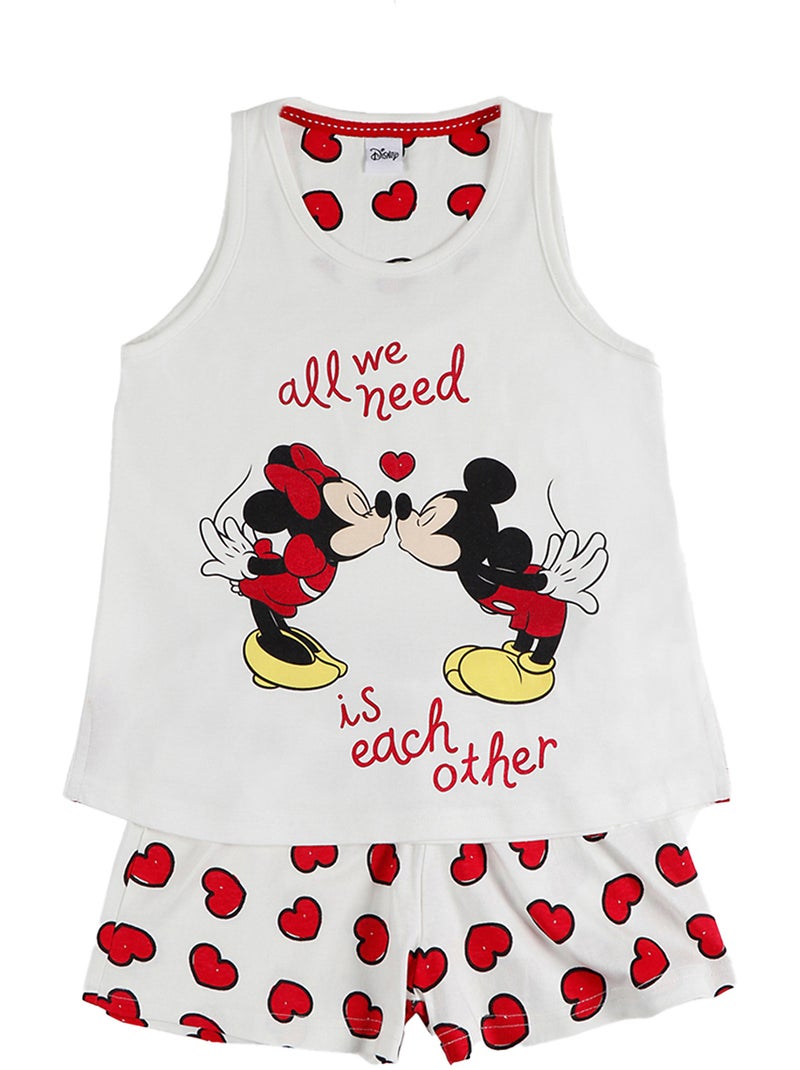 Pyjama fille short débardeur Love Mouse Disney ivoire Ecru - Kiabi