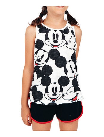 Pyjama fille short débardeur Mickey Heads Disney blanc
