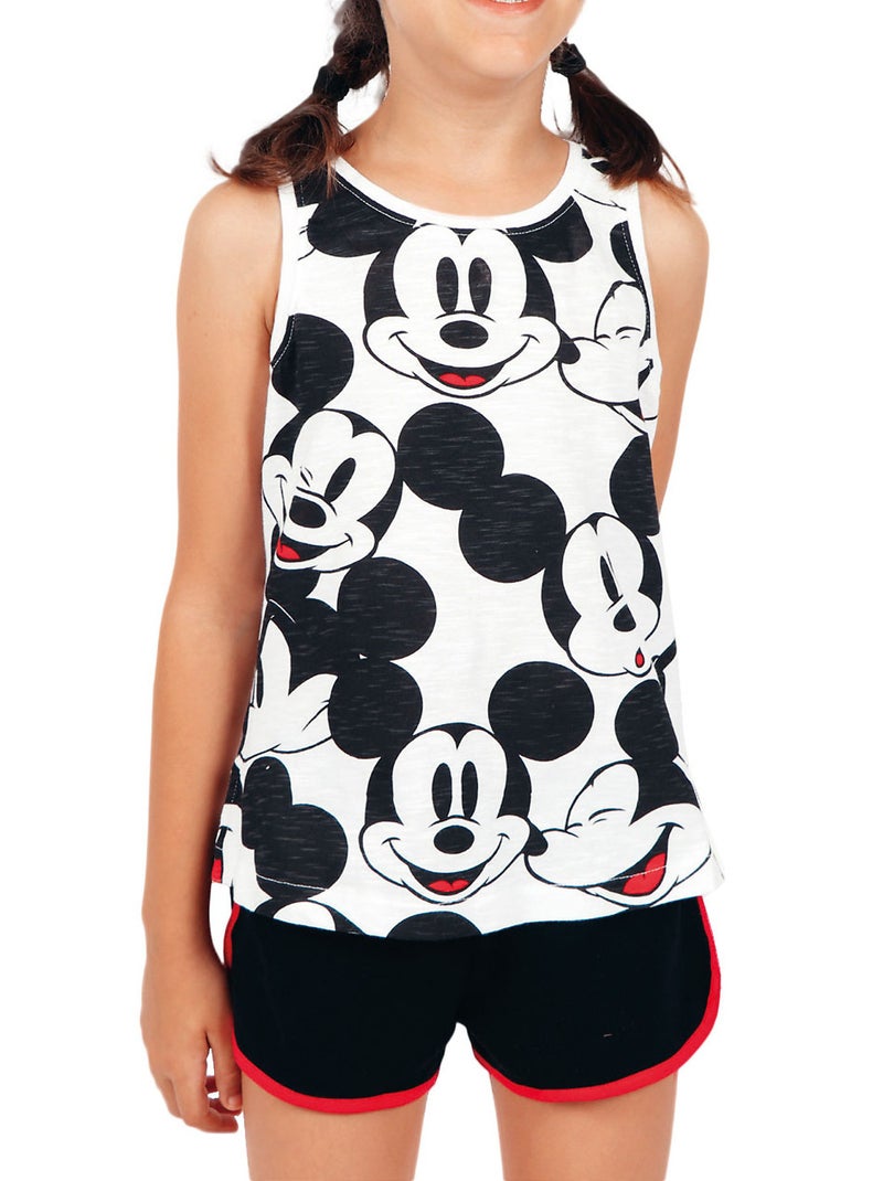 Pyjama fille short débardeur Mickey Heads Disney blanc Blanc - Kiabi