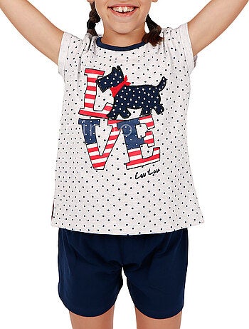 Pyjama fille short t-shirt LouLou Love gris