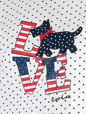 Pyjama fille short t-shirt LouLou Love gris
