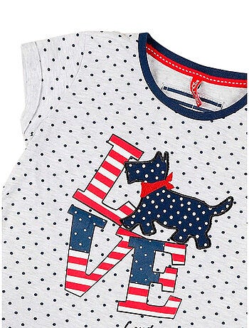 Pyjama fille short t-shirt LouLou Love gris