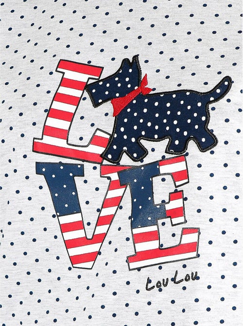 Pyjama fille short t-shirt LouLou Love gris - Kiabi