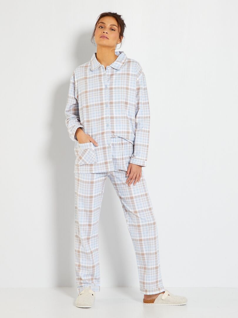 Pyjama flanelle - 2 pièces bleu - Kiabi