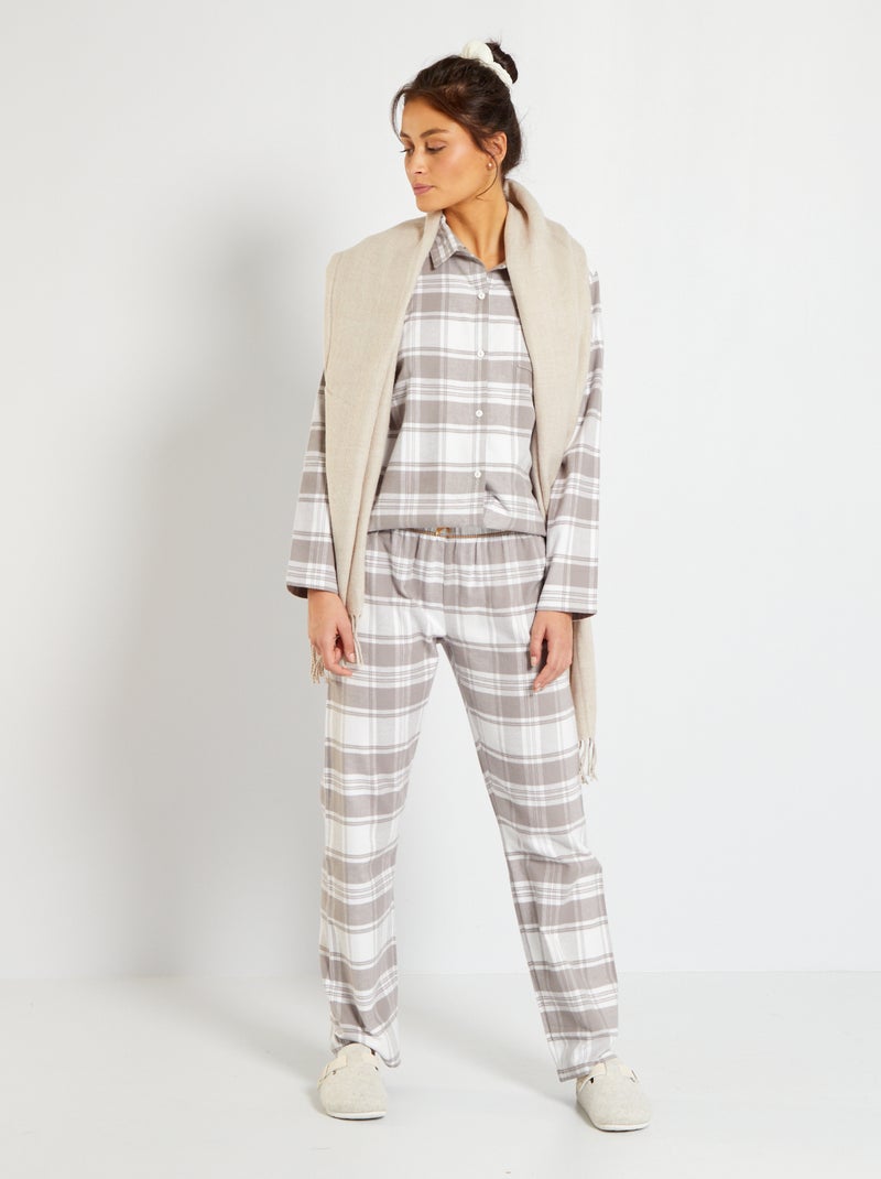Pyjama flanelle - 2 pièces gris - Kiabi