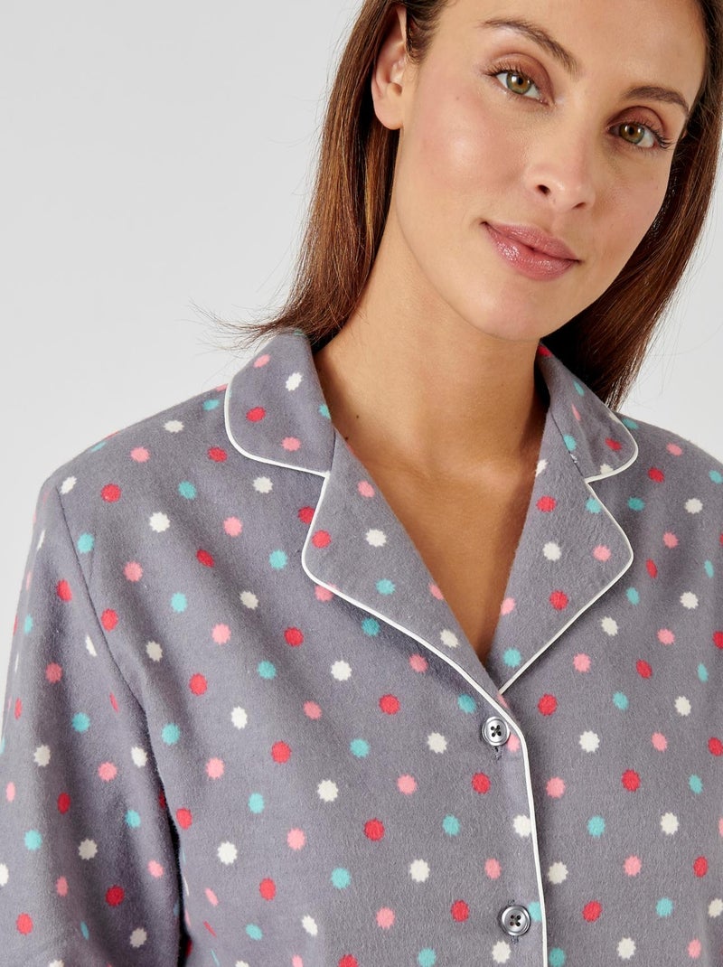 Pyjama flanelle coton imprimé - Damart Gris - Kiabi