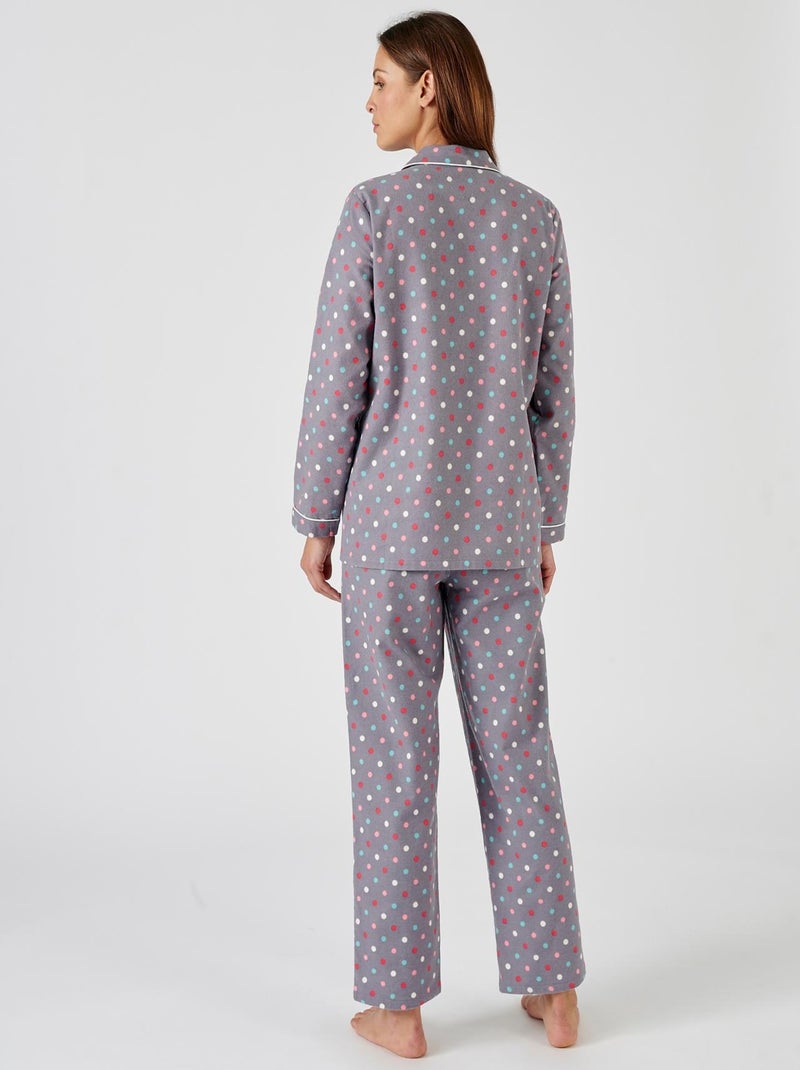 Pyjama flanelle coton imprimé - Damart Gris - Kiabi