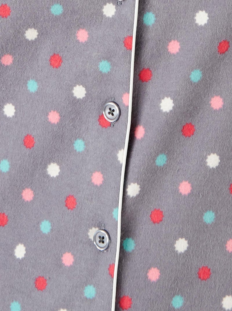 Pyjama flanelle coton imprimé - Damart Gris - Kiabi