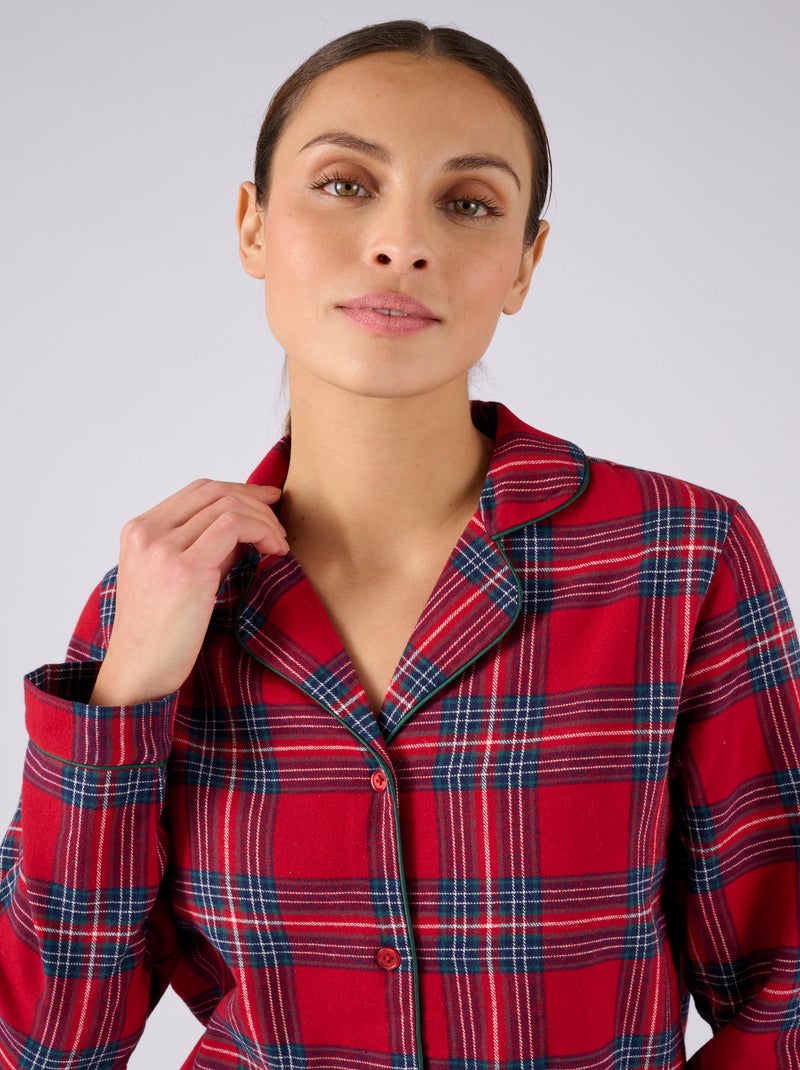 Pyjama flanelle coton imprimé - Damart Rouge - Kiabi