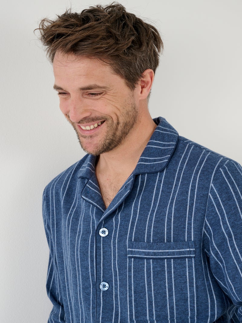 Pyjama flanelle grattée pur coton - Damart Bleu - Kiabi