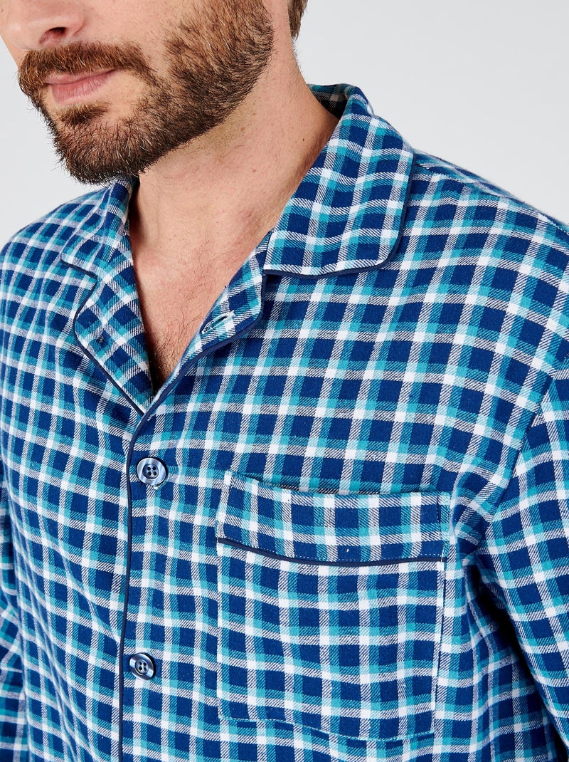 Pyjama flanelle grattée pur coton - Damart Bleu turquoise - Kiabi