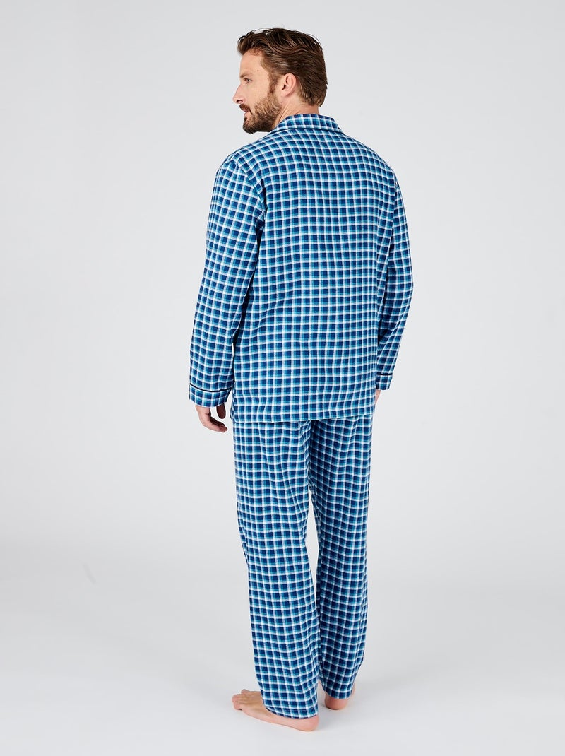 Pyjama flanelle grattée pur coton - Damart Bleu turquoise - Kiabi