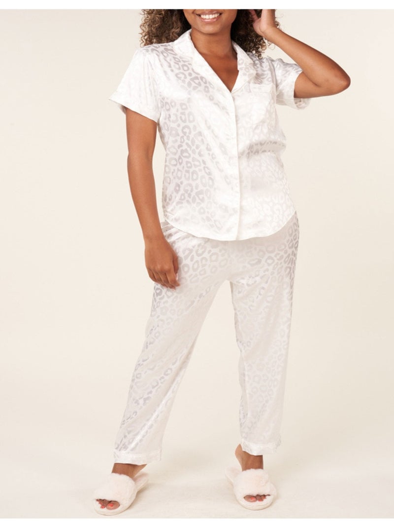 Pyjama fluide en satin Kebello Blanc - Kiabi