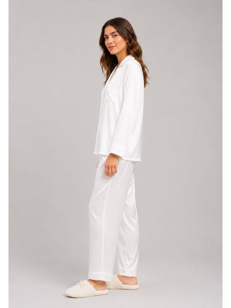 Pyjama fluide en satin Kebello Blanc - Kiabi