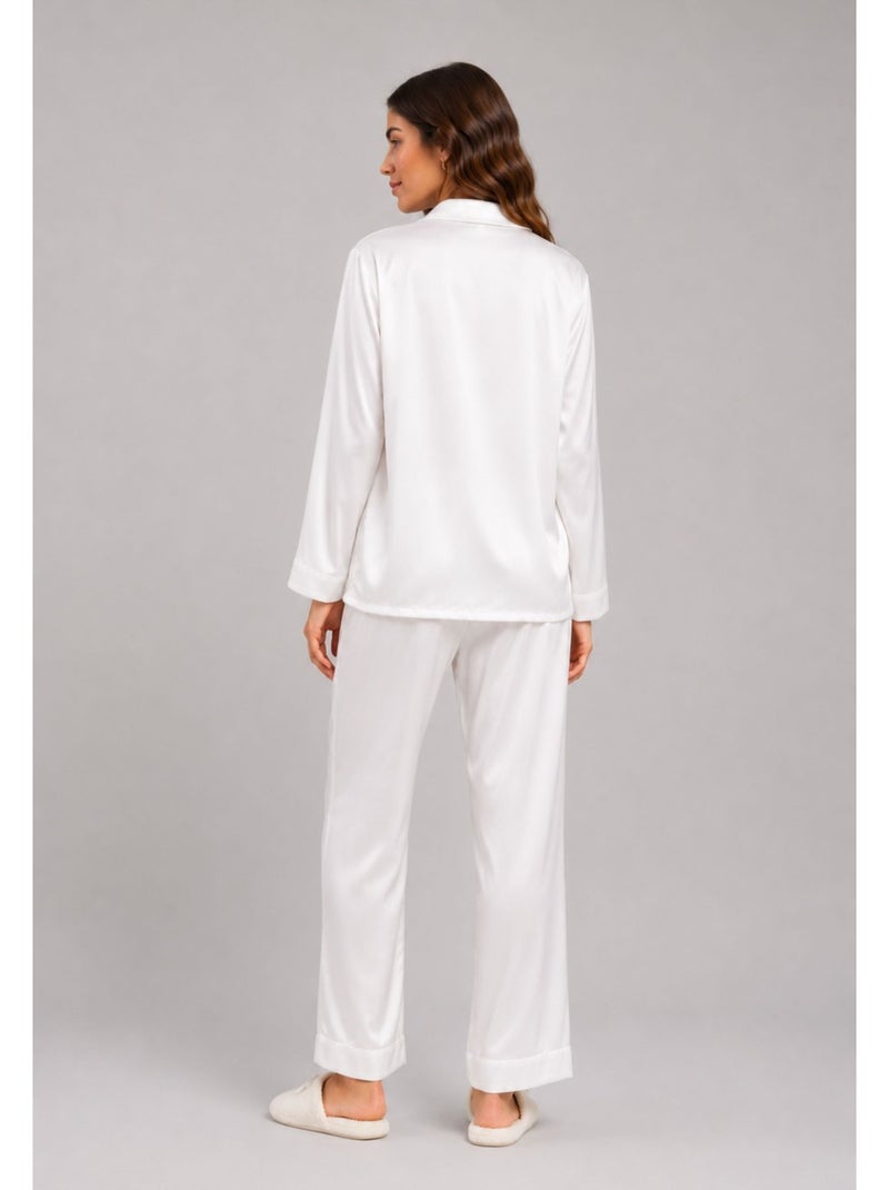 Pyjama fluide en satin Kebello Blanc - Kiabi