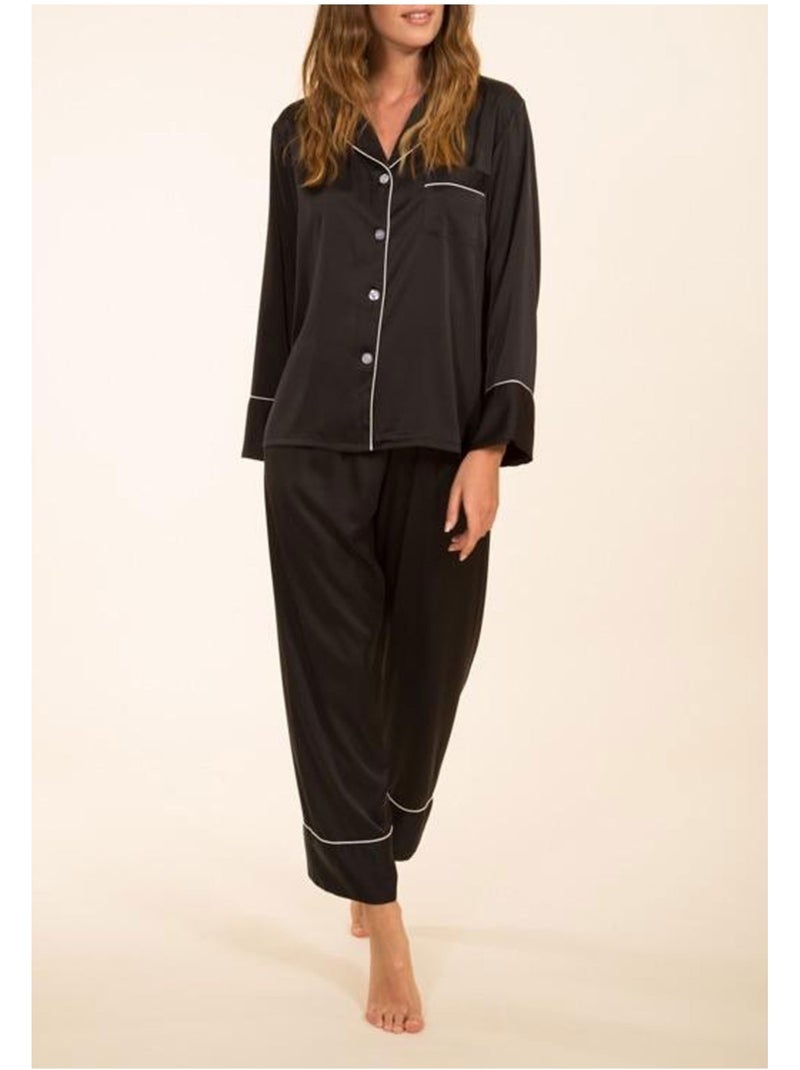 Pyjama fluide en satin Kebello Noir Noir - Kiabi