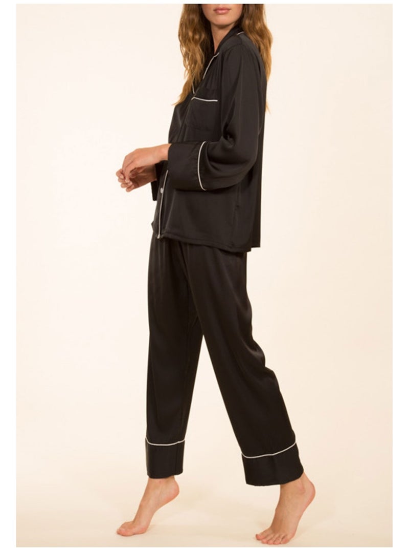 Pyjama fluide en satin Kebello Noir Noir - Kiabi