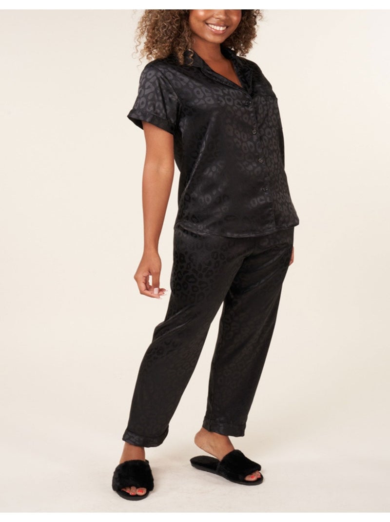 Pyjama fluide en satin Kebello Noir Noir - Kiabi