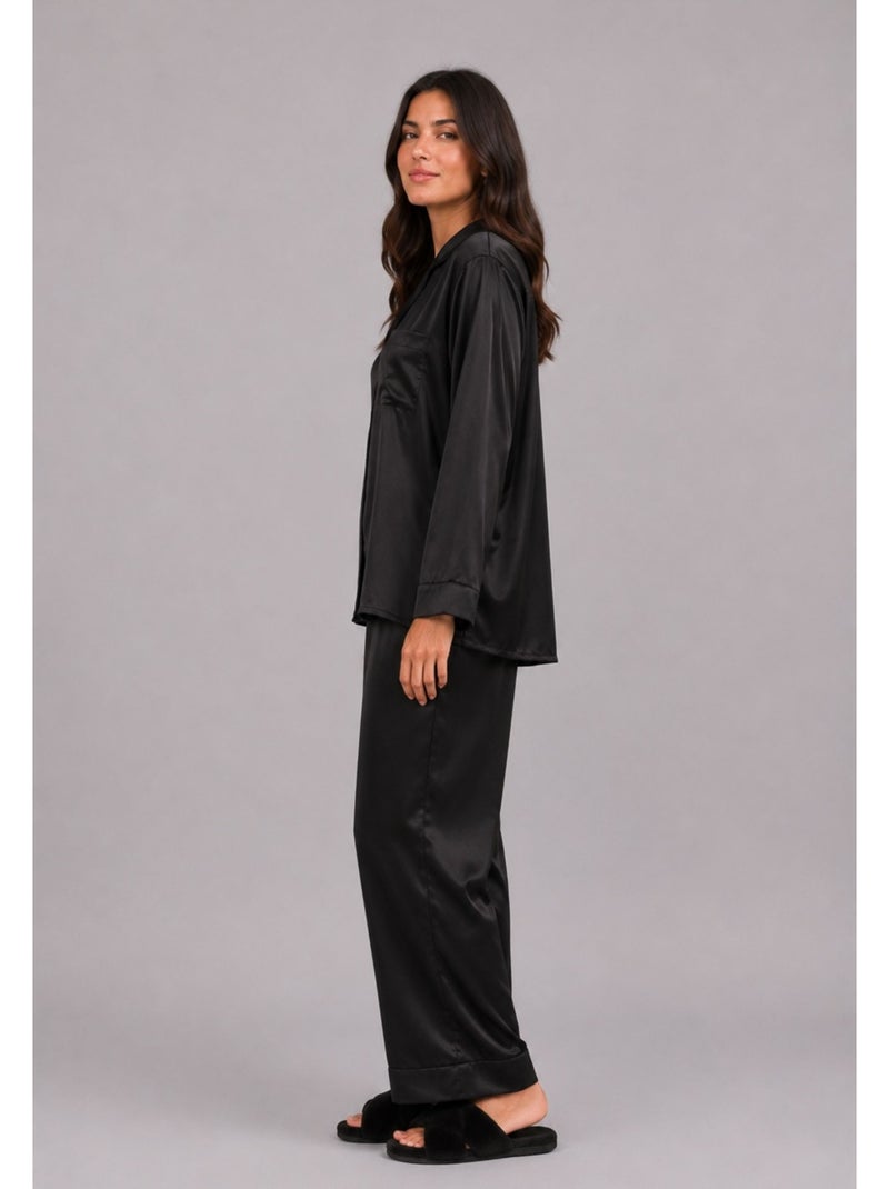 Pyjama fluide en satin Kebello Noir Noir - Kiabi