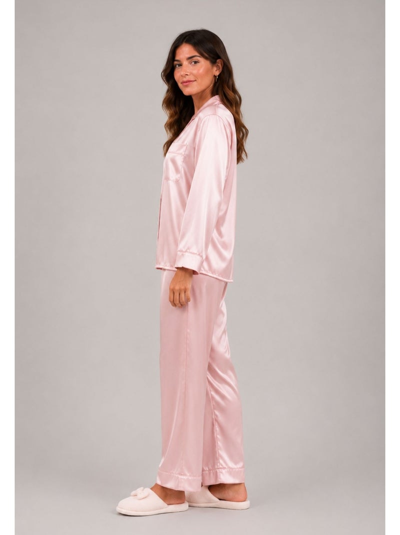 Pyjama fluide en satin Kebello Rose - Kiabi