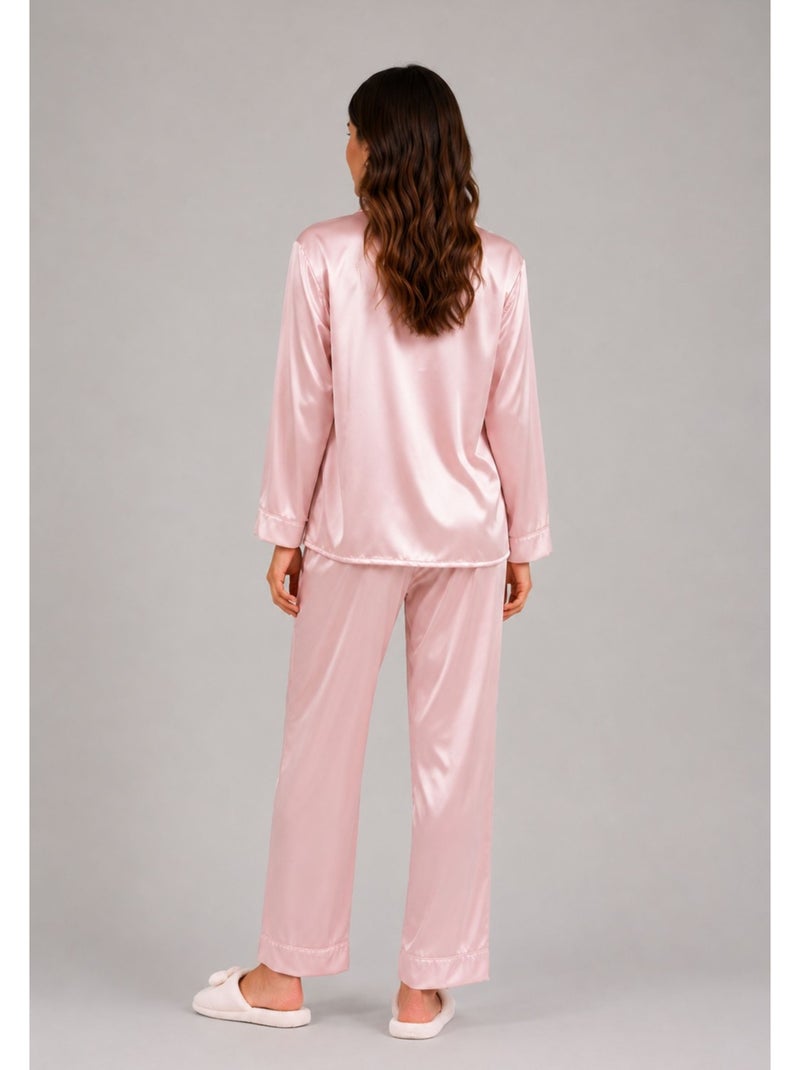 Pyjama fluide en satin Kebello Rose - Kiabi