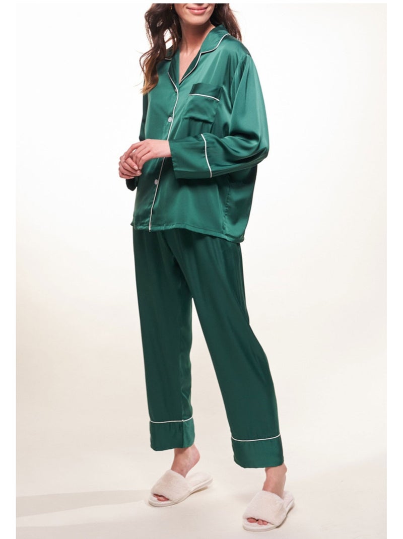 Pyjama fluide en satin Kebello Vert - Kiabi