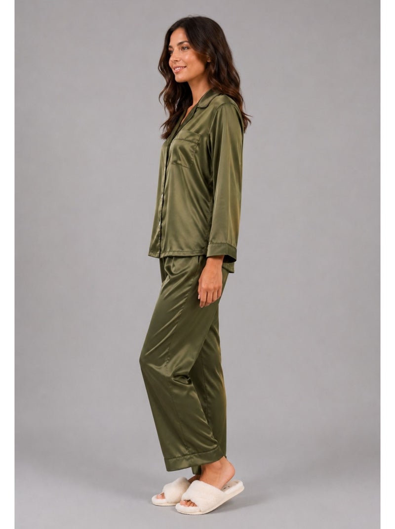Pyjama fluide en satin Kebello Vert - Kiabi