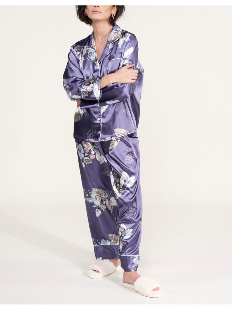 Pyjama fluide en satin Kebello Violet - Kiabi