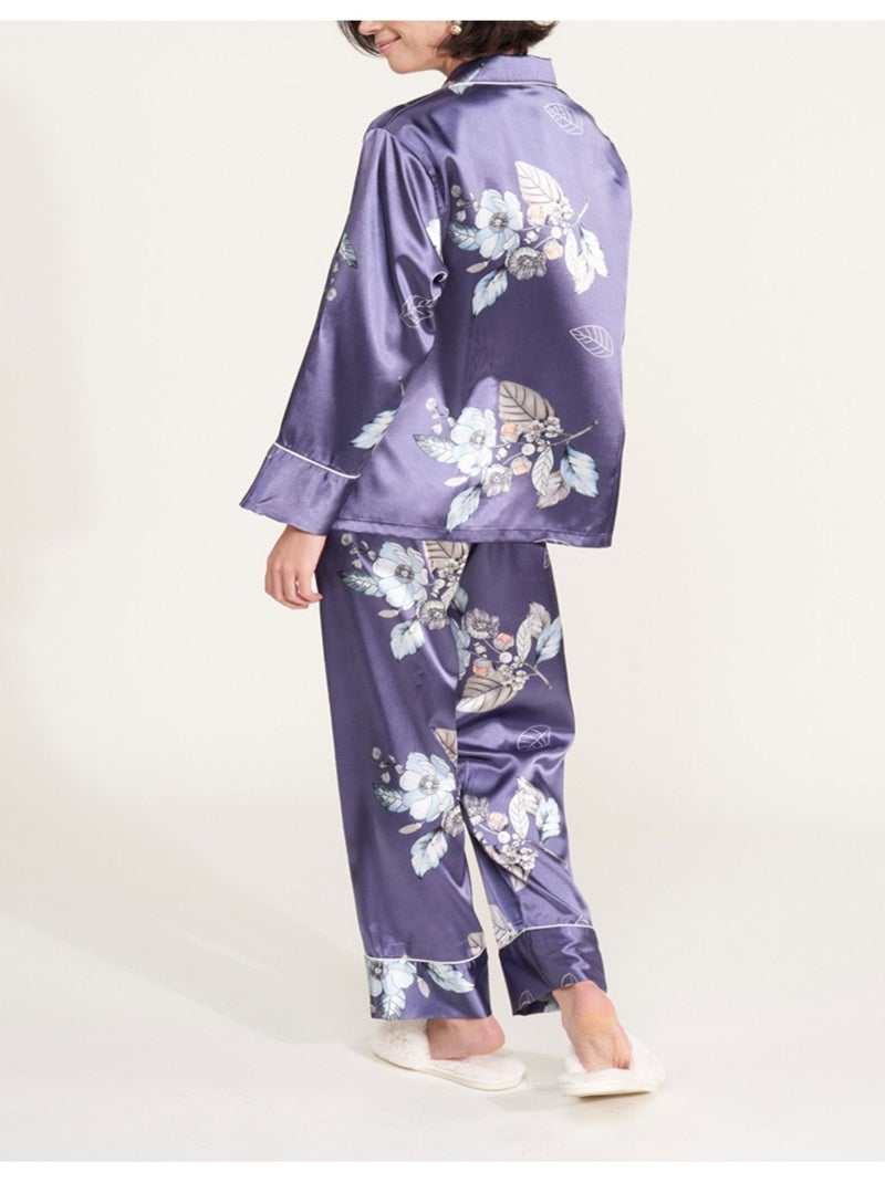 Pyjama fluide en satin Kebello Violet - Kiabi