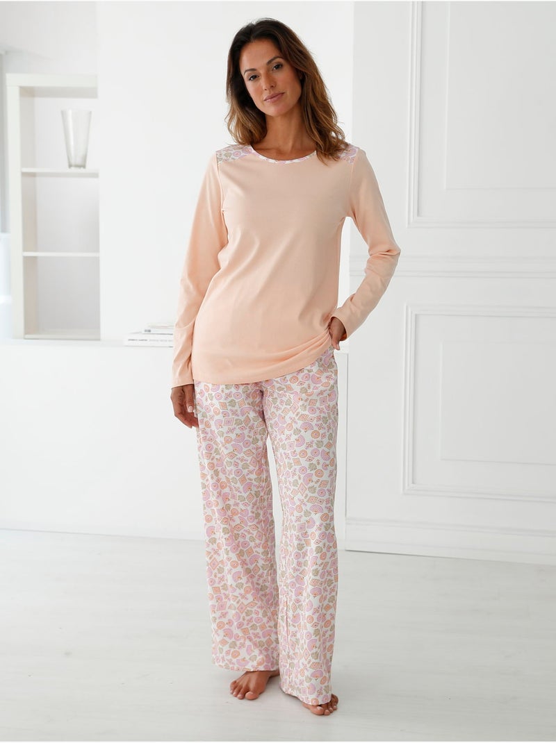 Pyjama fluide encolure ronde - DAXON Rose/Blanc/Vert - Kiabi