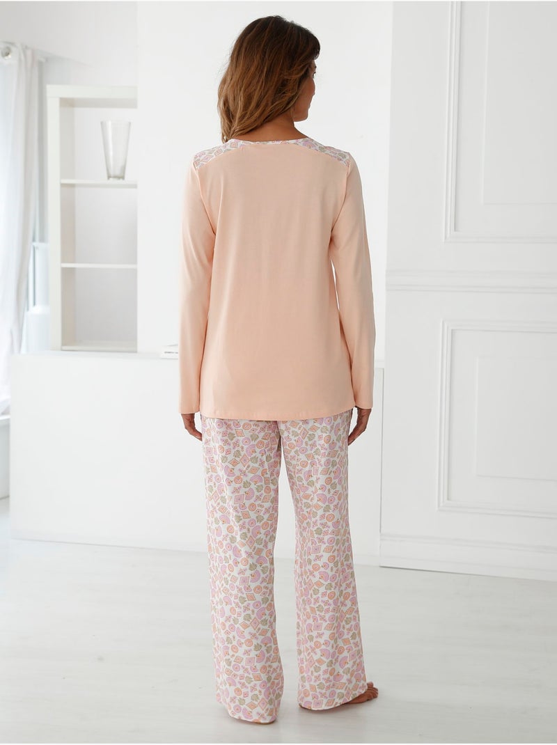 Pyjama fluide encolure ronde - DAXON Rose/Blanc/Vert - Kiabi
