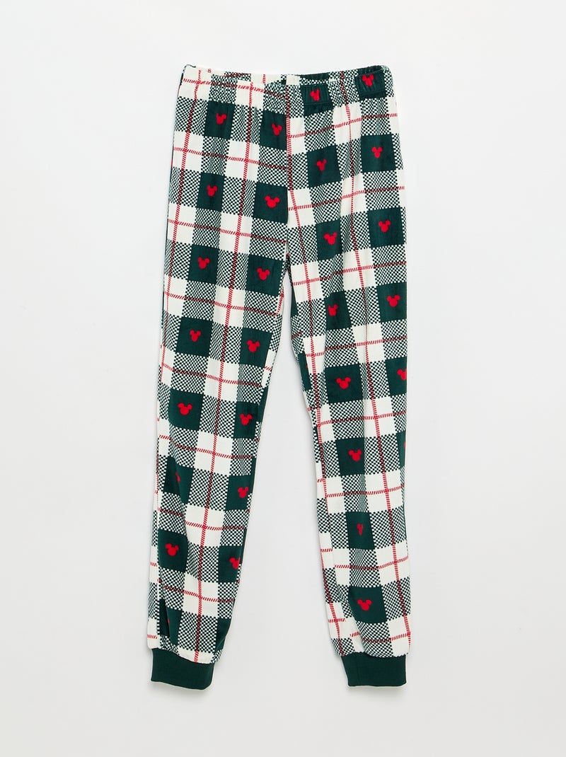 Pyjama garçon 'Disney' 'Mickey' 'Noël' 2 pièces en polaire - T-shirt à manches longues + pantalon Vert foncé - Kiabi