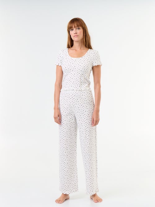 Pyjama gaufrée t-shirt + pantalon à motif - 2 pièces - Kiabi Pyjama gaufrée t-shirt + pantalon à motif - 2 pièces - Kiabi