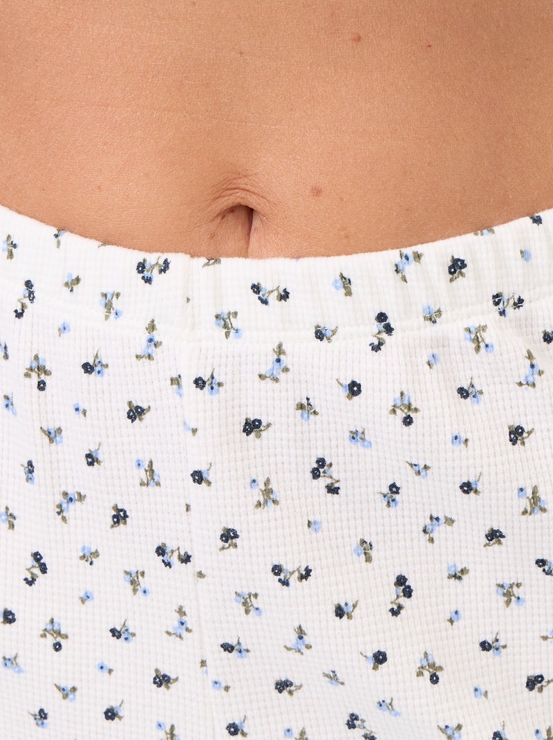 Pyjama gaufrée t-shirt + pantalon à motif - 2 pièces Blanc - Kiabi