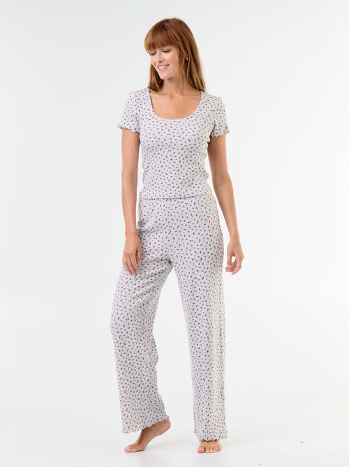 Pyjama gaufrée t-shirt + pantalon à motif - 2 pièces - Kiabi Pyjama gaufrée t-shirt + pantalon à motif - 2 pièces - Kiabi