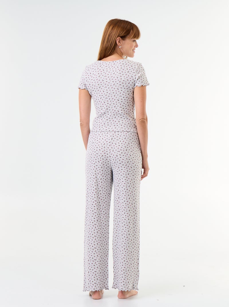 Pyjama gaufrée t-shirt + pantalon à motif - 2 pièces Gris - Kiabi