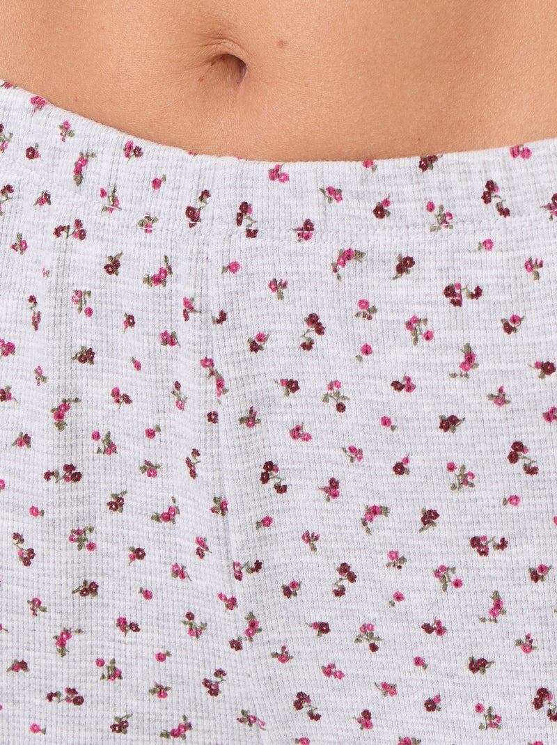 Pyjama gaufrée t-shirt + pantalon à motif - 2 pièces Gris - Kiabi