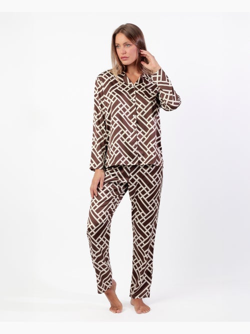 Pyjama géométrique à manches longues pour femme ADMAS LUXURY - Kiabi Pyjama géométrique à manches longues pour femme ADMAS LUXURY - Kiabi