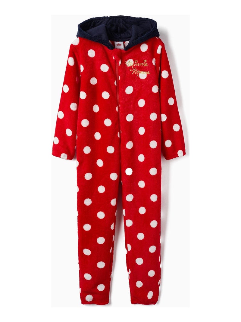 Pyjama-Grenouillère en polaire à pois pour fille 'Minnie'   MINNIE Rouge - Kiabi