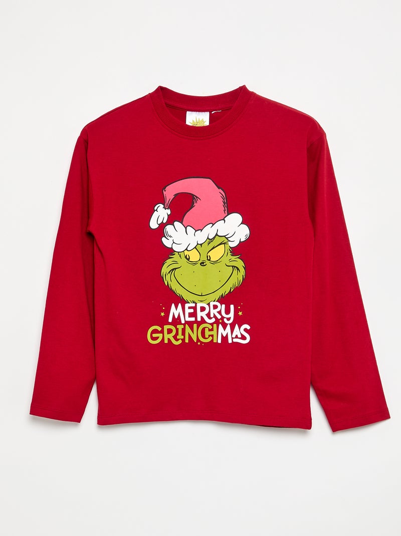 Pyjama 'Grinch' 2 pièces - T-shirt à manches longues + pantalon Rouge - Kiabi