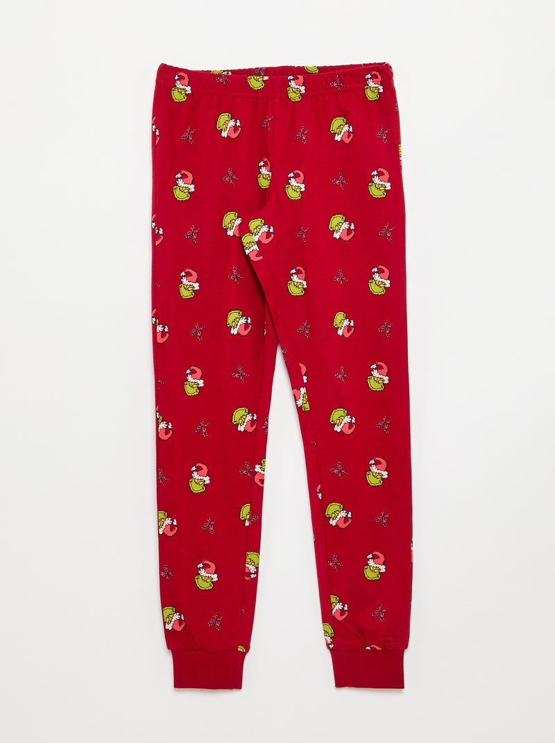 Pyjama 'Grinch' 2 pièces - T-shirt à manches longues + pantalon Rouge - Kiabi